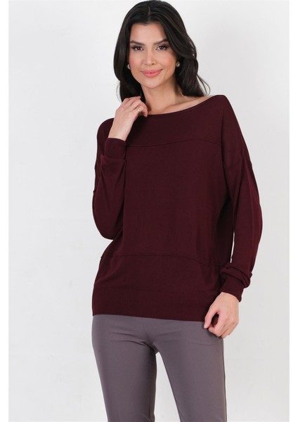 Consolato Kayık Yaka Triko Bordo modelleri