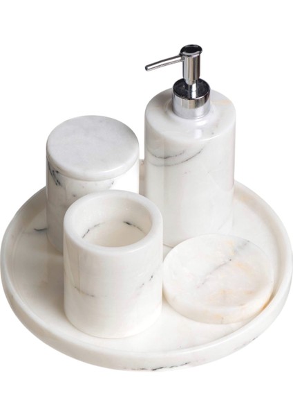 Mermer Banyo Seti-Beyaz