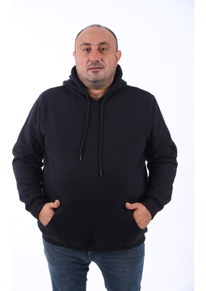 Büyük Beden Erkek Basic Sweat Kapüşonlu 11700-SIYAH fırsatları