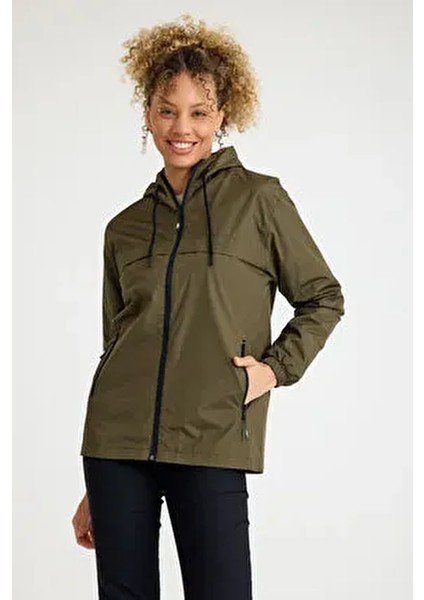 Kadın Içi Astarlı Suya Dayanıklı Kapüşonlu Cepli Yağmurluk