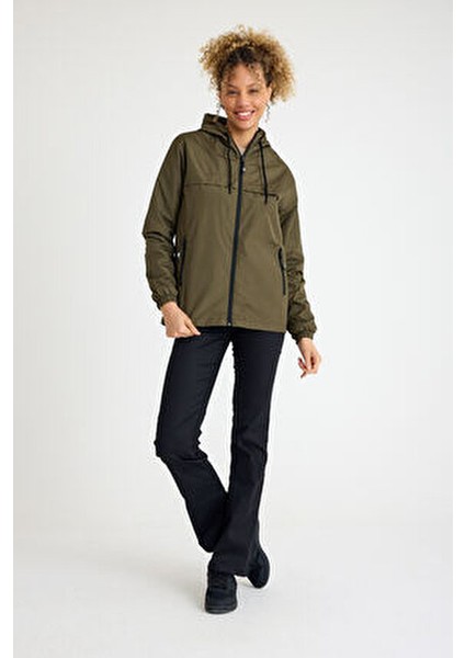 Kadın Içi Astarlı Suya Dayanıklı Kapüşonlu Cepli Yağmurluk