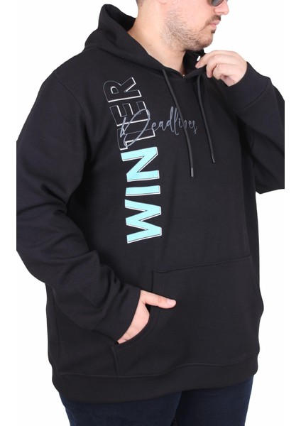 Mocgrande Büyük Beden Kapüşonlu Sweat Double Face Winter 25700 Sıyah fiyatları