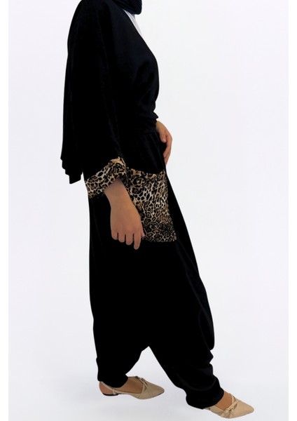Şalvar Gömlek Takım-Viskon Kumaş Şalvar/bağlamalı Otantik Leopar Detaylı Rahat Kalıp Şık Crop Gömlek fiyatları