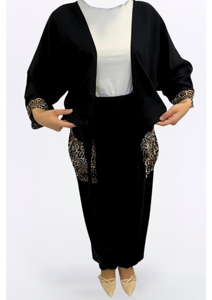Şalvar Gömlek Takım-Viskon Kumaş Şalvar/bağlamalı Otantik Leopar Detaylı Rahat Kalıp Şık Crop Gömlek fırsatları