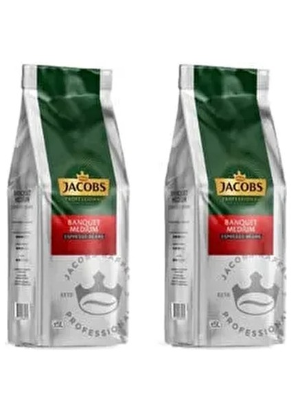 Banquet Medium Espresso Beans Çekirdek Kahve 1000 gr x 2 Paket