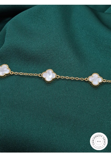 925 Ayar Gümüş Erkek ve Kadın Yonca Model Altın Kaplama Bileklik 9.5mm - Van modelleri