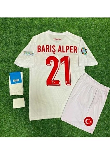 Türkiye 2024 Barış Alper Yılmaz Iç Saha Çocuk Forması 4'lü Set (Euro 2024 Patch) Beyaz