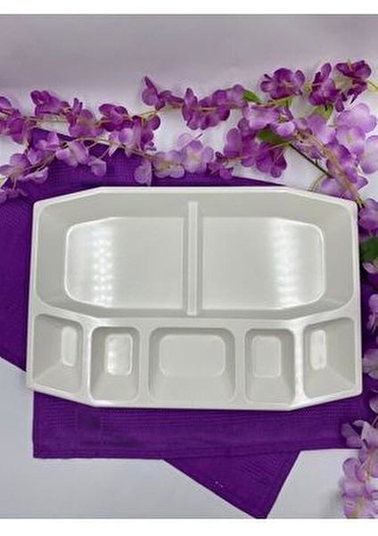 Kahvaltı Sunum Tabağı 7 Bölmeli, Polikarbon Kahvaltı Tabağı (1 Adet)