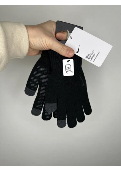 Tech Çocuk Siyah Örgü Kışlık Eldiven (Dokunmatik Özellikli)