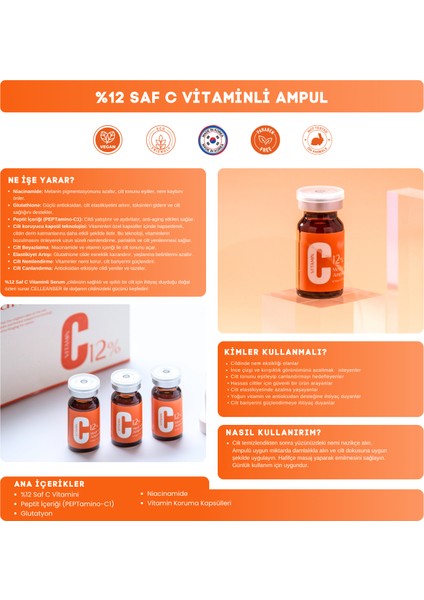 %12 Saf C Vitaminli Leke Karşıtı ve Aydınlatıcı Peptitli Serum modelleri