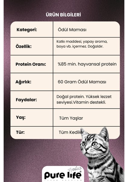 Purelife Plus Sığır Etli Lokmalık Kedi Ödül Maması 60GR fiyatları
