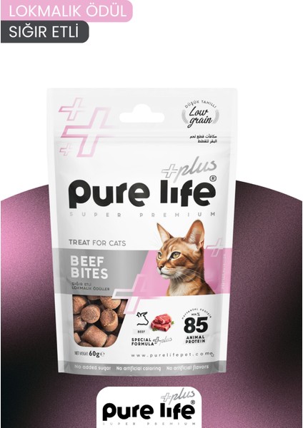 Purelife Plus Sığır Etli Lokmalık Kedi Ödül Maması 60GR modelleri