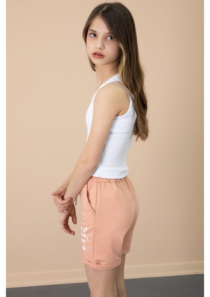 Somon Patili Cute Baskılı Kız Çocuk Beli Lastikli Şort 20731 modelleri