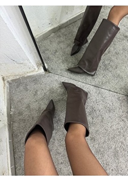 Kadın Suni Deri Topuklu Çizme Kalın Topuklu Acı Kahverengi Kışlık Kullanım indirimleri