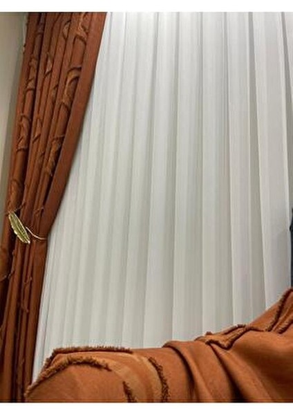 Taçsoft Bambu Ağır Gramajlı Şantuklu 1/3 Kat Sık Pileli Tül Perde Her Odaya Uygun Ütü Istemeyen