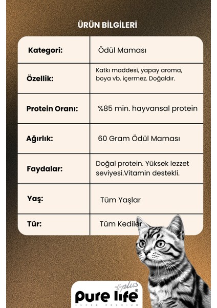 Purelife Plus Tavuklu Lokmalık Kedi Ödül Maması 60GR fiyatları