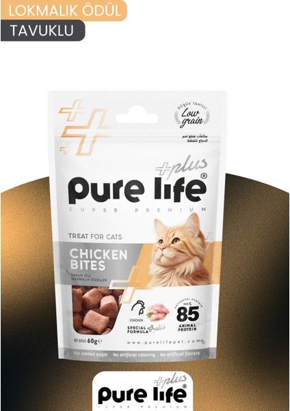 Purelife Plus Tavuklu Lokmalık Kedi Ödül Maması 60GR modelleri