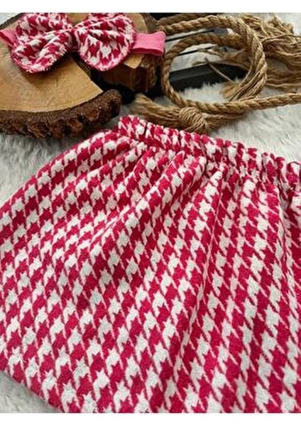 Kazayağı Etek ve Bandana Seti Pembe Armürlü Desen Kız Çocuklar İçin Şık Aksesuar fiyatları