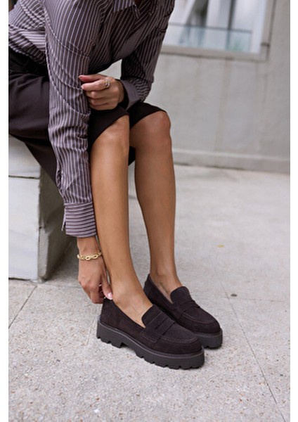 Alberto Kadın Kahve Gercek Suet Loafer Ayakkabi fırsatları