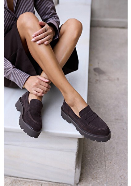 Alberto Kadın Kahve Gercek Suet Loafer Ayakkabi indirimleri