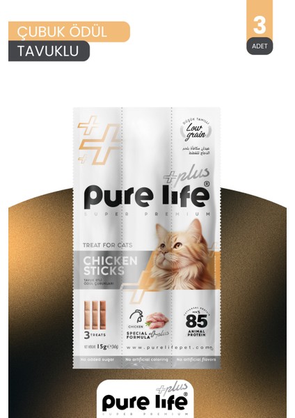Purelife Plus Tavuk Etli Kedi Ödül Çubukları 15GR