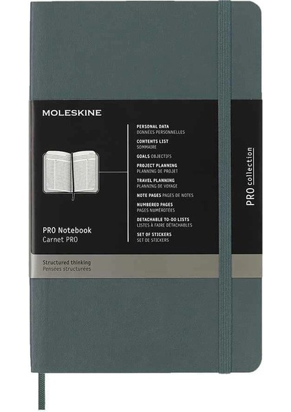 Pro Notebook Yumuşak Kapak Defter L Boy 13X21 Cm. 192 Sayfa Orman Yeşili