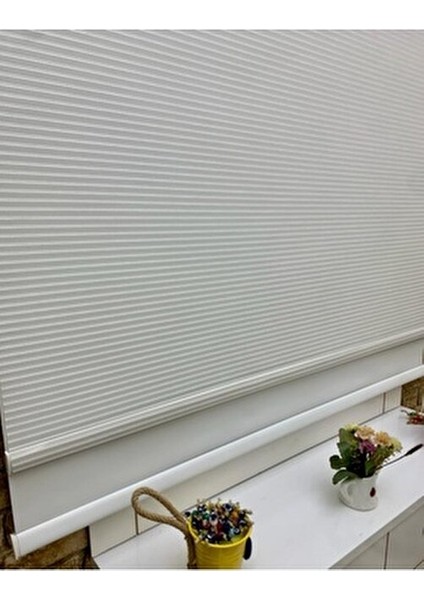 Çift Mekanizmalı Tül+Stor Perde Beyaz Renk ve Zincir Deseni ile Modern Tasarım fiyatları