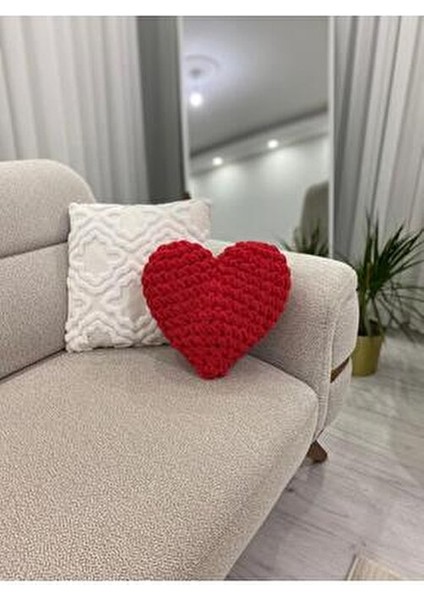 Romantik Kalp Yastık - Sevgililer Günü Kırmızı Kalp Yastık-Hediye ve Dekorasyon Için Modern ve Zarif