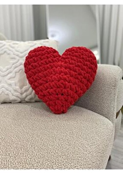 Romantik Kalp Yastık - Sevgililer Günü Kırmızı Kalp Yastık-Hediye ve Dekorasyon Için Modern ve Zarif