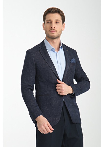 Takiro Erkek Lacivert Esneyen Kumaş Slim Fit Mono Yaka Spor Blazer Ceket indirimleri