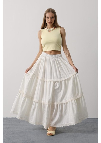 Dantel Detaylı Etek - Pembe fiyatları