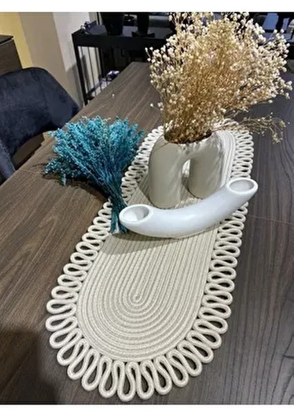 Galaxy Doğal Jüt, Desenli, Hasır, Amerikan Servis, Masa, Sehpa Örtüsü Runner. 30X80