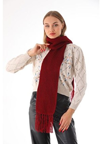 Kadın Bordo Selanik Örgü Atkı fiyatları