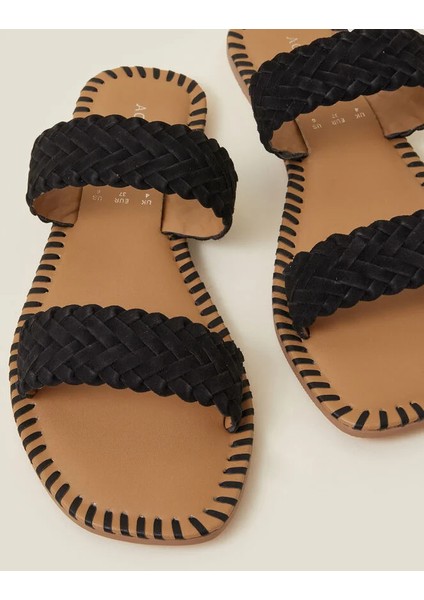Suede Bantlı Sandalet Siyah 39