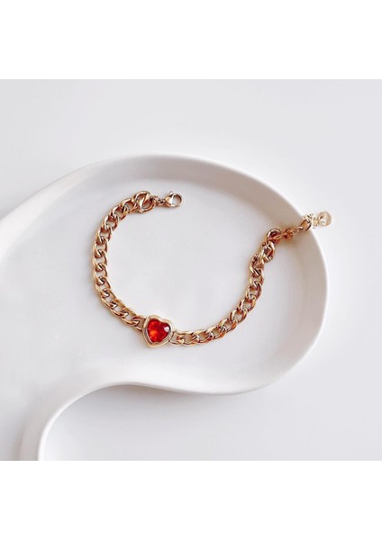 Cuore Rosso Çelik Bileklik