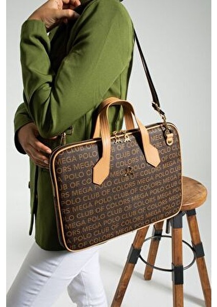 Kadın Kahve - Taba Leptop ve Evrak Çantası