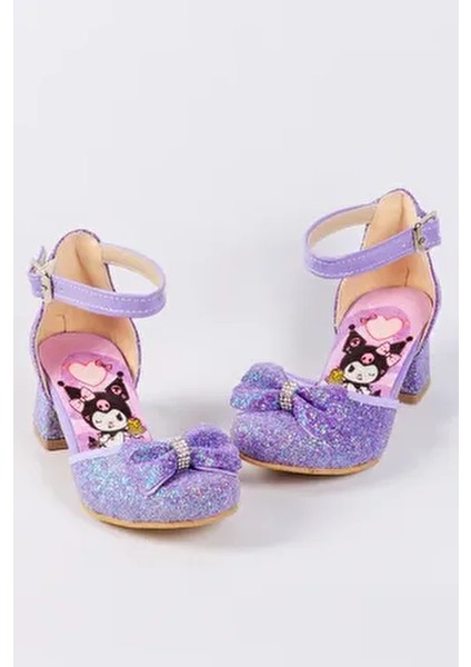 Kız Çocuk Kromi Baskılı Topuklu Ayakkabı, Kız Çocuk Abiye Ayakkabı