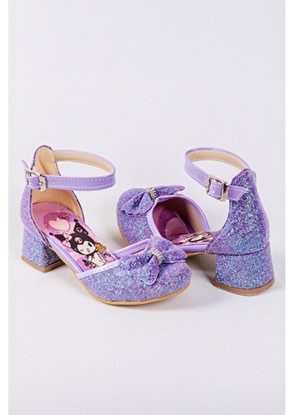 Kız Çocuk Kromi Baskılı Topuklu Ayakkabı, Kız Çocuk Abiye Ayakkabı modelleri