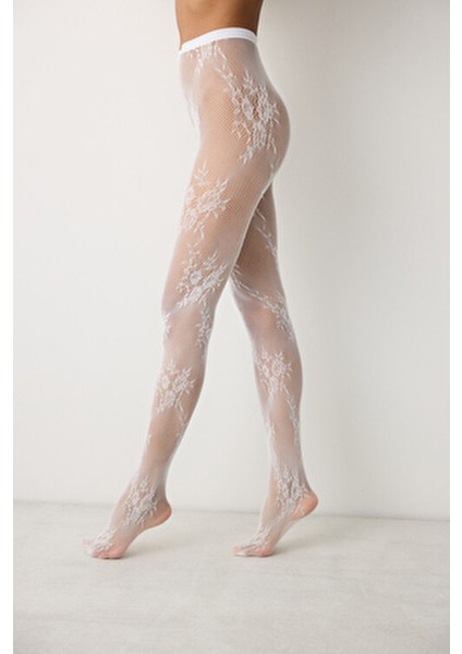 Roses File Beyaz Külotlu Çorap modelleri