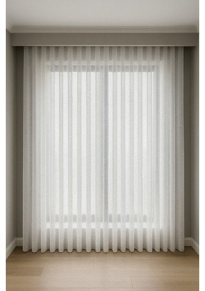 Lüx Makrame Tül, Sık Pile, Lüx, Modern, Oturma Odası, Kırık Beyaz