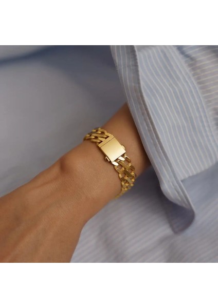 Kilitli Duble Zincirli Altın Bileklik modelleri