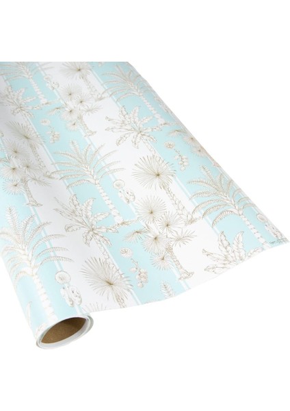 Southern Palms In Robin's Egg & White Gift Wrap 1 Continuous Roll Of Wrapping Paper