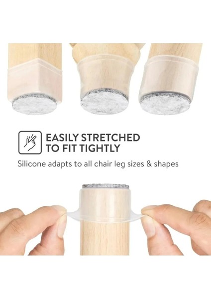 Şeffaf Silikon 4’lü Masa, Sandalye, Tabure, Sehpa Ayak Koruyucu – Kaymaz Pedli Zemini Korur modelleri