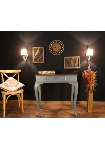 80 cm Çekmeceli Masif Gri Ceviz Dresuar