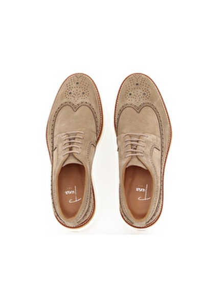 Hakiki Süet Deri Bej Oxford Erkek Ayakkabı Eva Taban - 4175