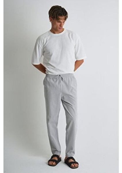 Erkek Büyük Beden %100 Pamuk Keten Görünümlü Pantolon E206