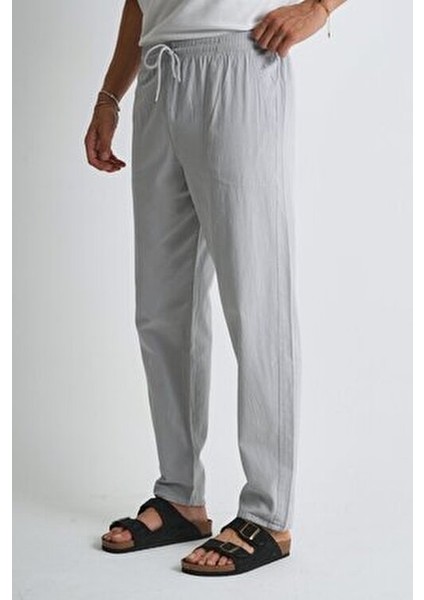 Erkek Büyük Beden %100 Pamuk Keten Görünümlü Pantolon E206