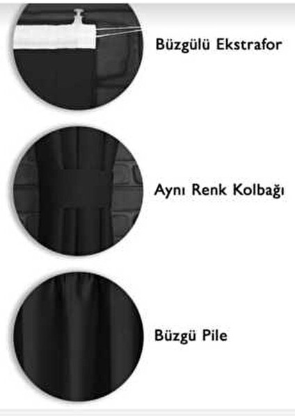 Blackout Işık Geçirmez Yüksek Kalite Fon Perde Siyah Pilesiz Ekstraforlu Karartma Güneşlik Perde