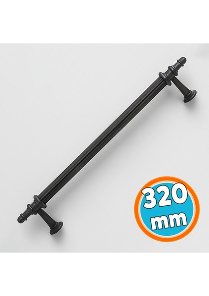 Çekmece Dolap Kulpu Modern Tasarım Şık Mobilya Aksesuarı Çizgili Mat Siyah 320 mm Metal