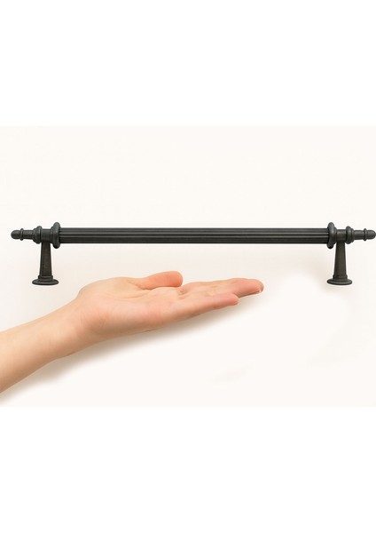 Çekmece Dolap Kulpu Modern Tasarım Şık Mobilya Aksesuarı Çizgili Mat Siyah 320 mm Metal fırsatları